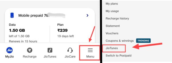 Go to jio tunes